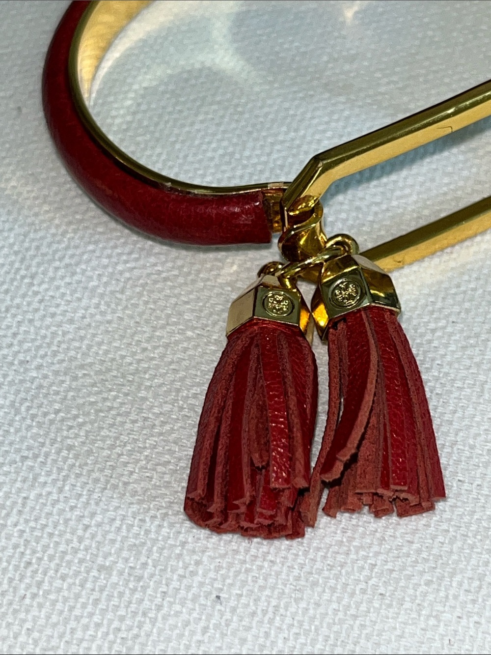 Rare Tory Burch Gold-Tone Red Twin Tassel Bracelet